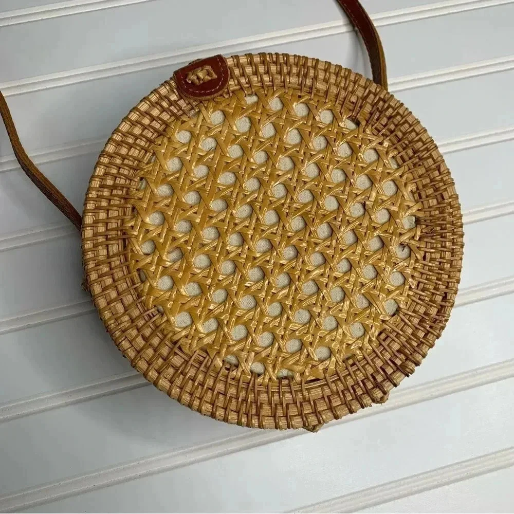 Bali Circle Crossbody Bag Wicker Boho Purse